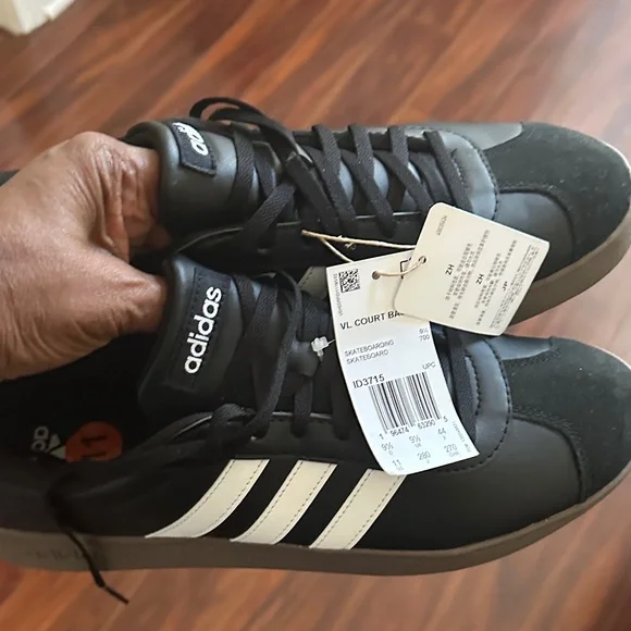 Adidas VL Court Black Sneakers with White Stripes - Picture 1 of 7